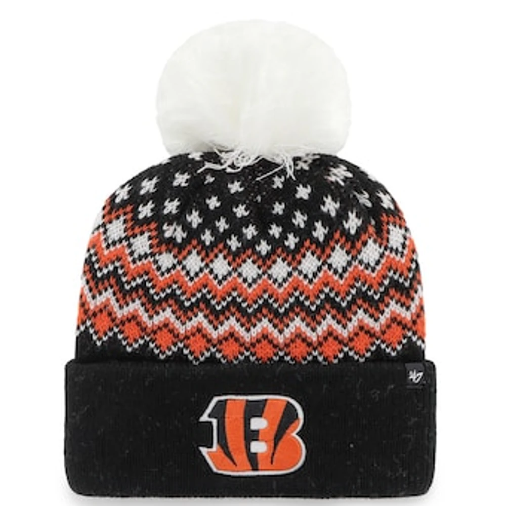 Women's '47 Black Cincinnati Bengals Elsa Cuffed Pom Knit with Hat