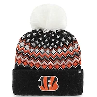 Women's '47 Black Cincinnati Bengals Elsa Cuffed Pom Knit with Hat