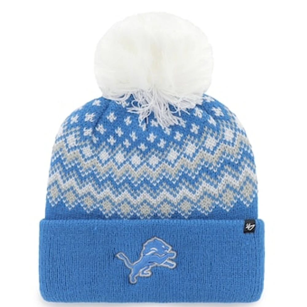 Women's '47 Blue Detroit Lions Elsa Cuffed Pom Knit with Hat