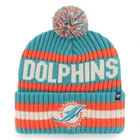 Men's '47  Aqua Miami Dolphins Bering Cuffed Knit Hat with Pom