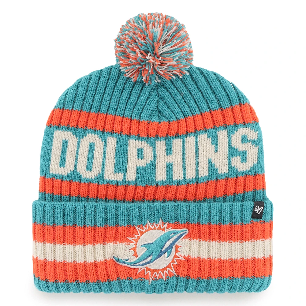 Men's '47  Aqua Miami Dolphins Bering Cuffed Knit Hat with Pom