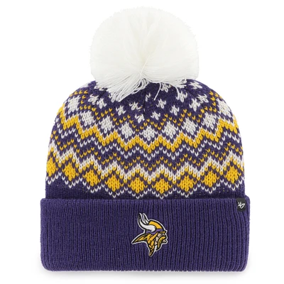 Women's '47 Purple Minnesota Vikings Elsa Cuffed Pom Knit with Hat