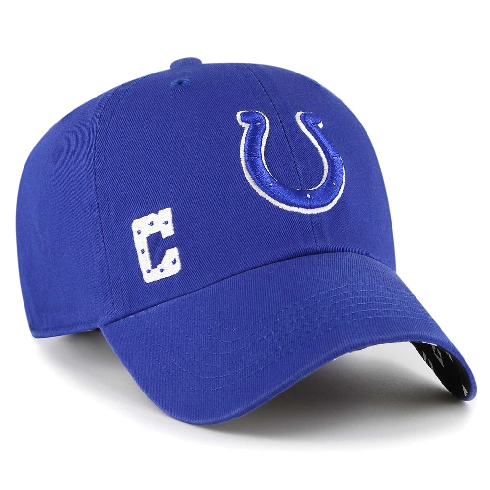 Women's '47 Royal Indianapolis Colts Confetti Icon Clean Up Adjustable Hat