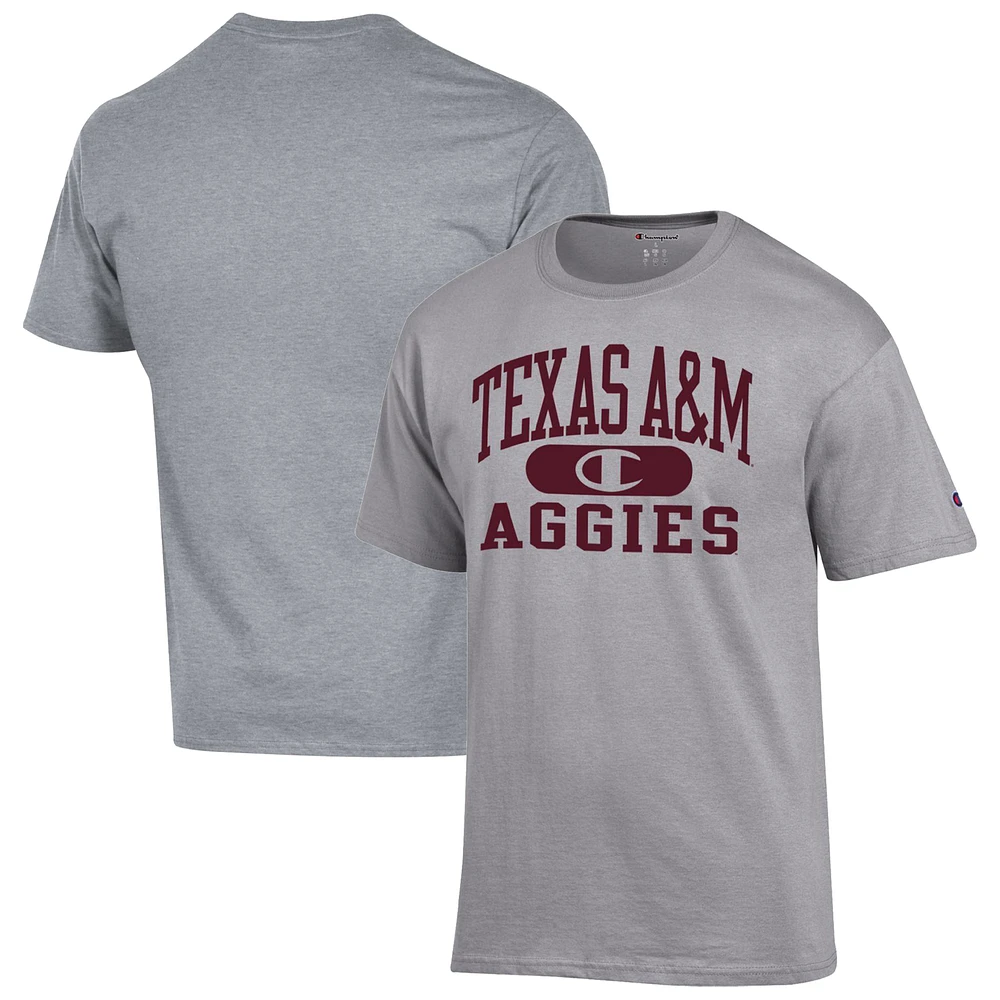 Men's Champion Heather Gray Texas A&M Aggies Arch Pill T-Shirt