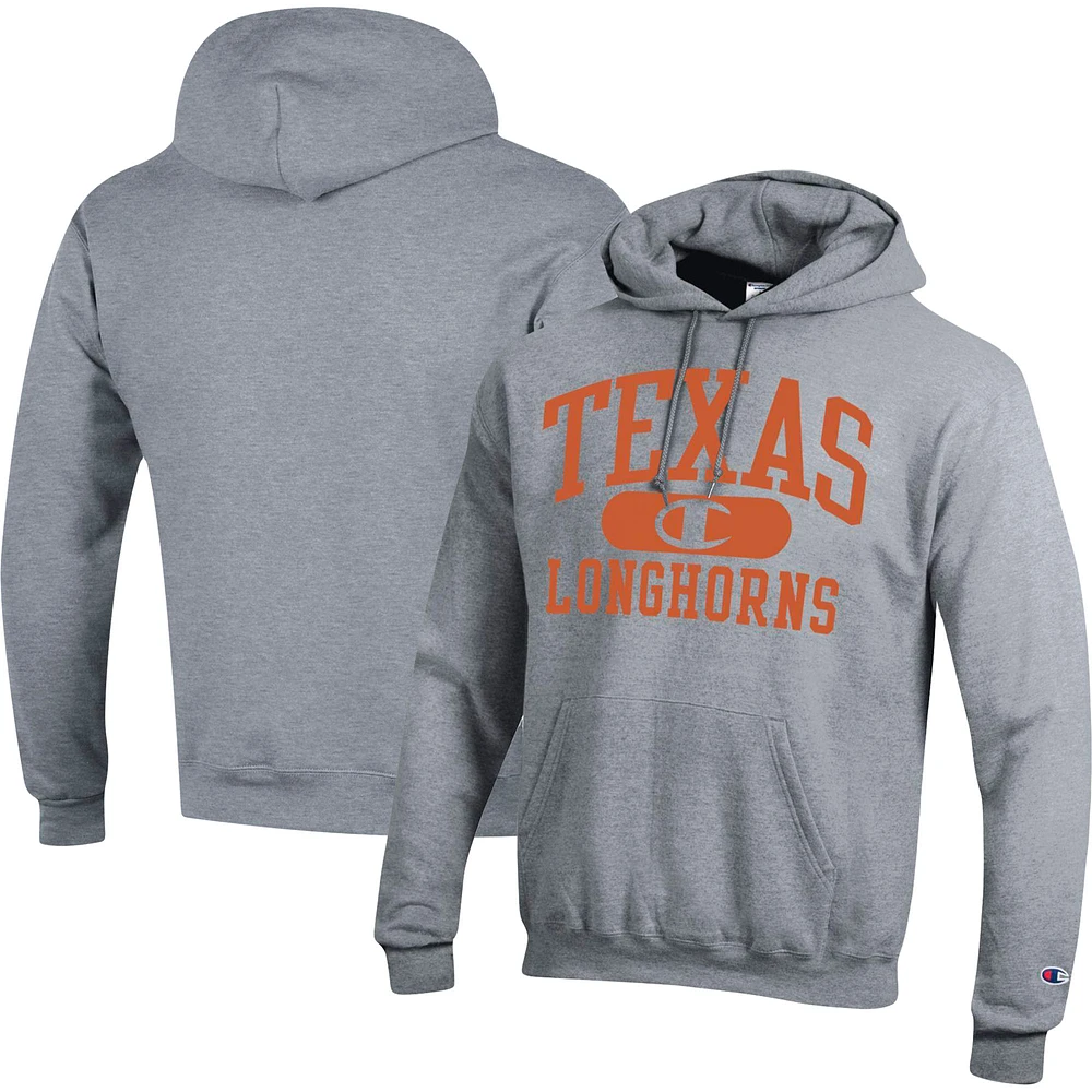 Men's Champion Heather Gray Texas Longhorns Arch Pill Pullover Hoodie