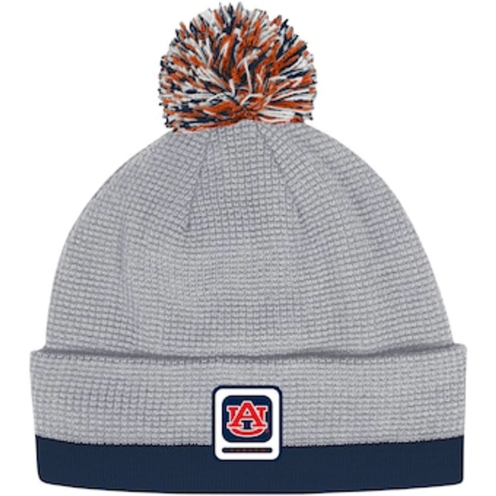 Men's Under Armour  Gray Auburn Tigers 2023 Sideline Performance Cuffed Knit Hat with Pom