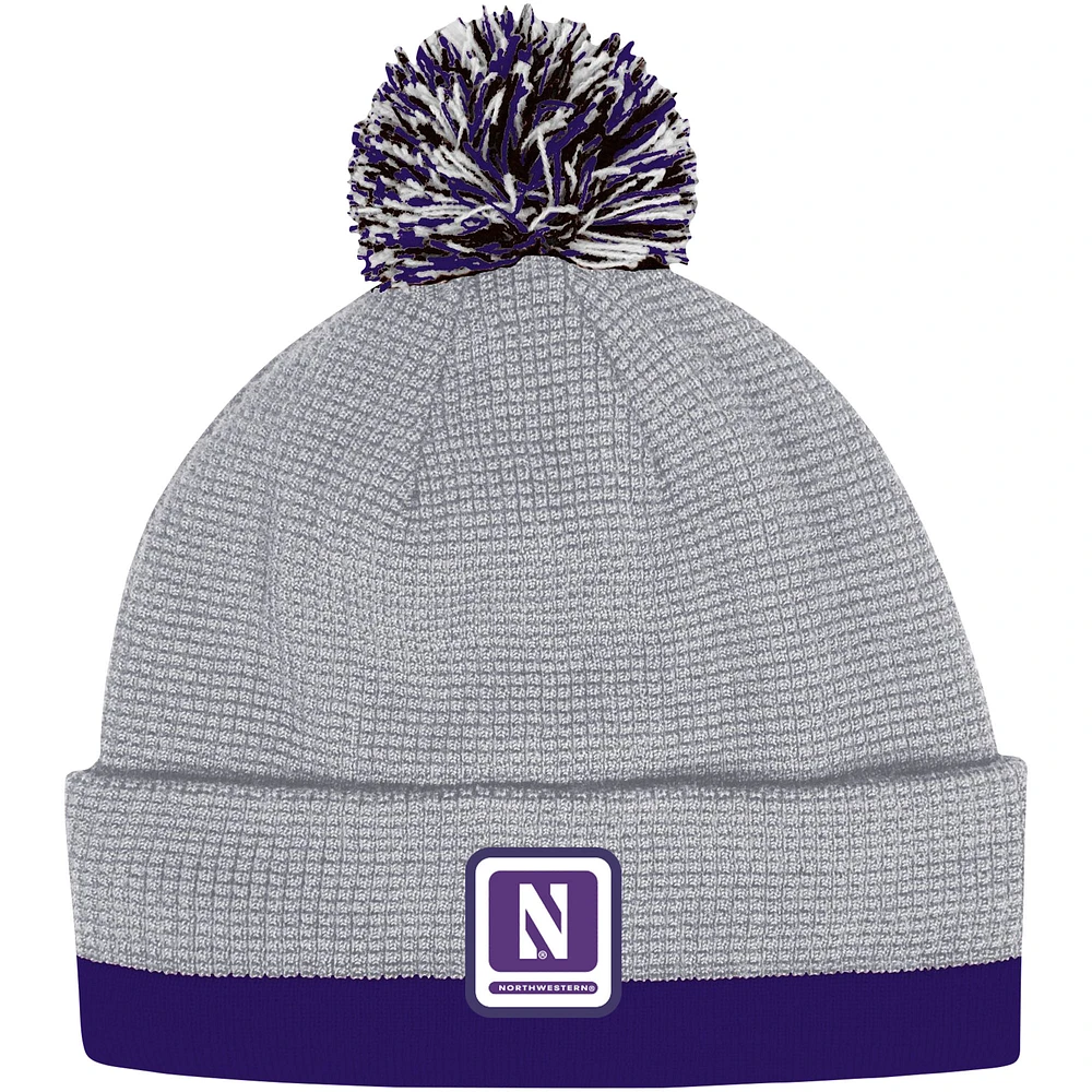 Men's Under Armour  Gray Northwestern Wildcats 2023 Sideline Performance Cuffed Knit Hat with Pom