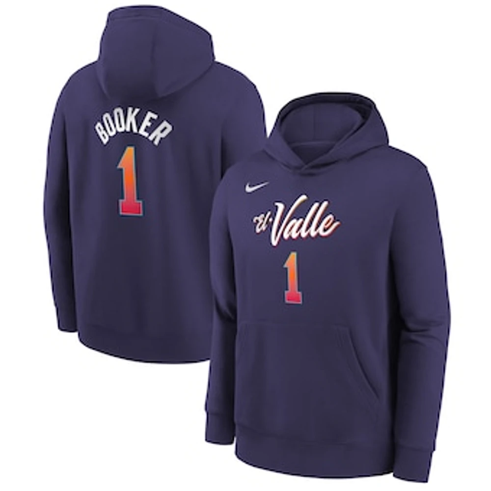 Youth Nike Devin Booker Purple Phoenix Suns 2023/24 City Edition Name & Number Pullover Hoodie