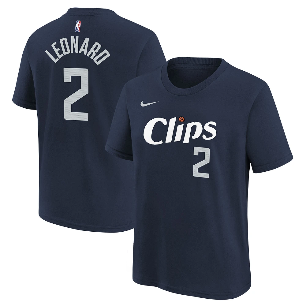 Youth Nike Kawhi Leonard Navy LA Clippers 2023/24 City Edition Name & Number T-Shirt