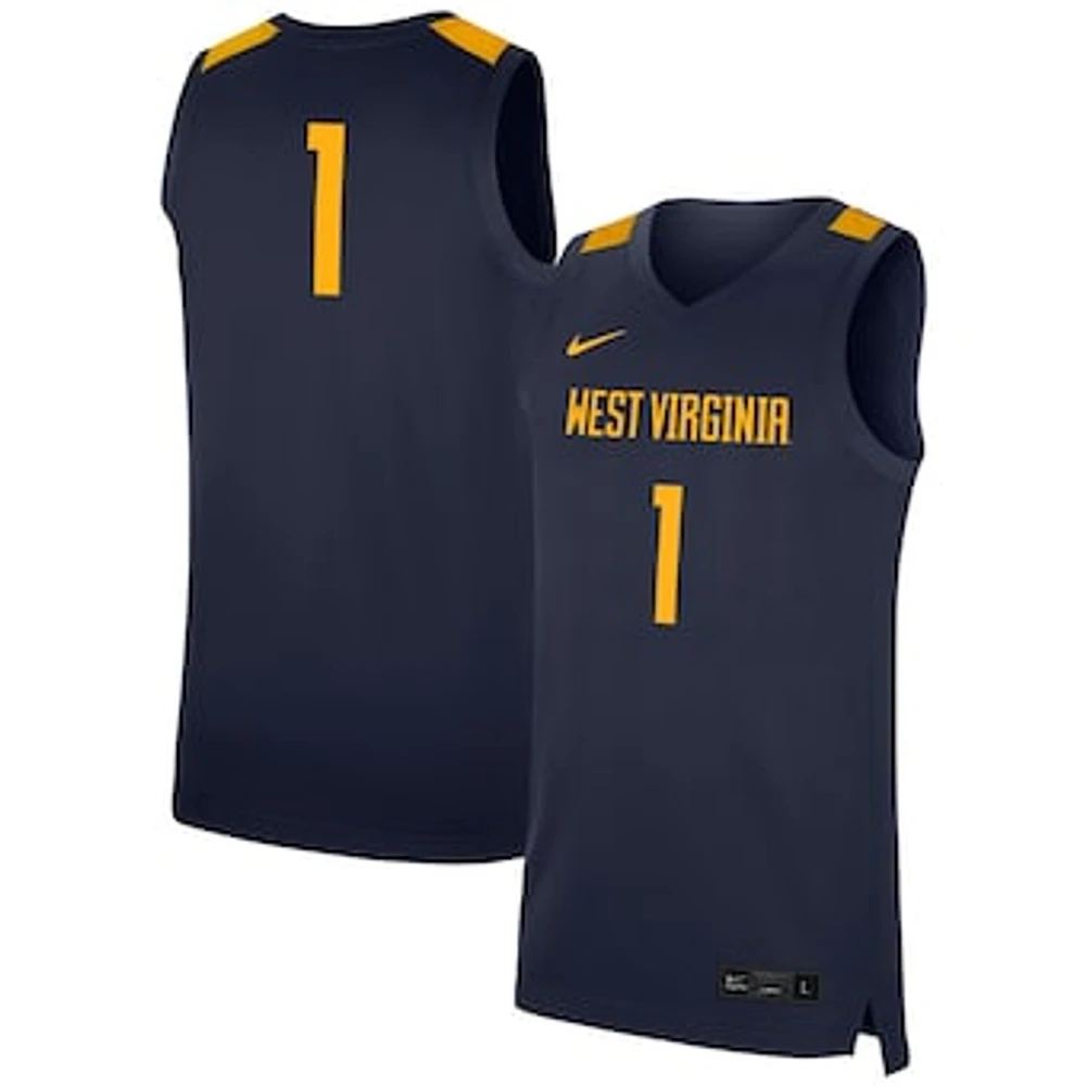 Men's Nike #1 Navy West Virginia Mountaineers Replica Jersey