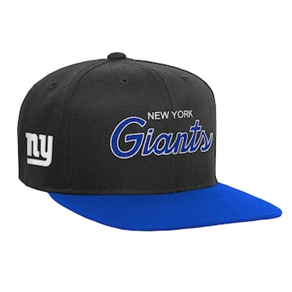 Youth Mitchell & Ness Black/Royal New York Giants Team Script Snapback Hat