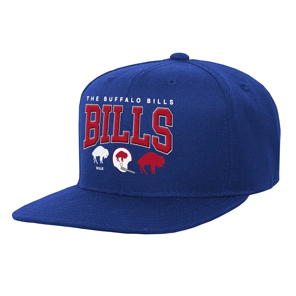 Youth Mitchell & Ness Royal Buffalo Bills Champ Stack Flat Brim Snapback Hat