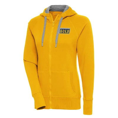 Women's Antigua Gold Grand Rapids Victory Full-Zip Hoodie