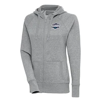 Women's Antigua Heather Gray Greensboro Swarm Victory Full-Zip Hoodie