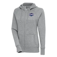 Women's Antigua Heather Gray Greensboro Swarm Victory Full-Zip Hoodie