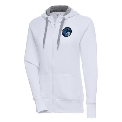 Women's Antigua White Iowa Wolves Victory Full-Zip Hoodie