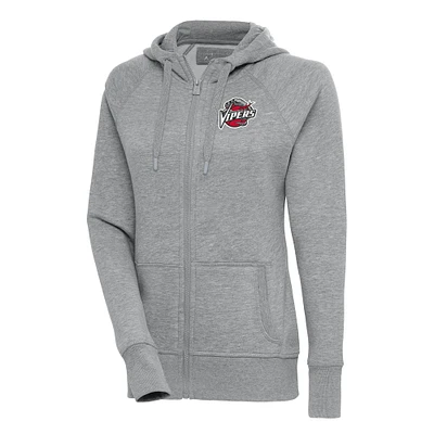 Women's Antigua Heather Gray Rio Grande Valley Vipers Victory Full-Zip Hoodie