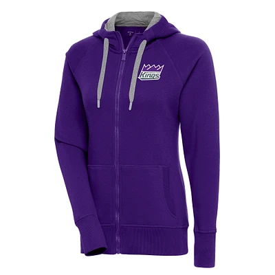 Women's Antigua Purple Stockton Kings Victory Full-Zip Hoodie