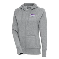 Women's Antigua Heather Gray Stockton Kings Victory Full-Zip Hoodie