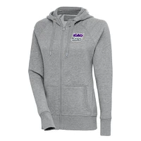 Women's Antigua Heather Gray Stockton Kings Victory Full-Zip Hoodie