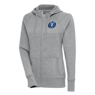 Women's Antigua Heather Gray Texas Legends Victory Full-Zip Hoodie