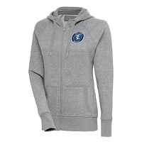 Women's Antigua Heather Gray Texas Legends Victory Full-Zip Hoodie