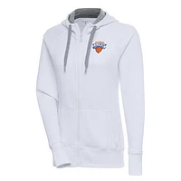 Women's Antigua White Westchester Knicks Victory Full-Zip Hoodie