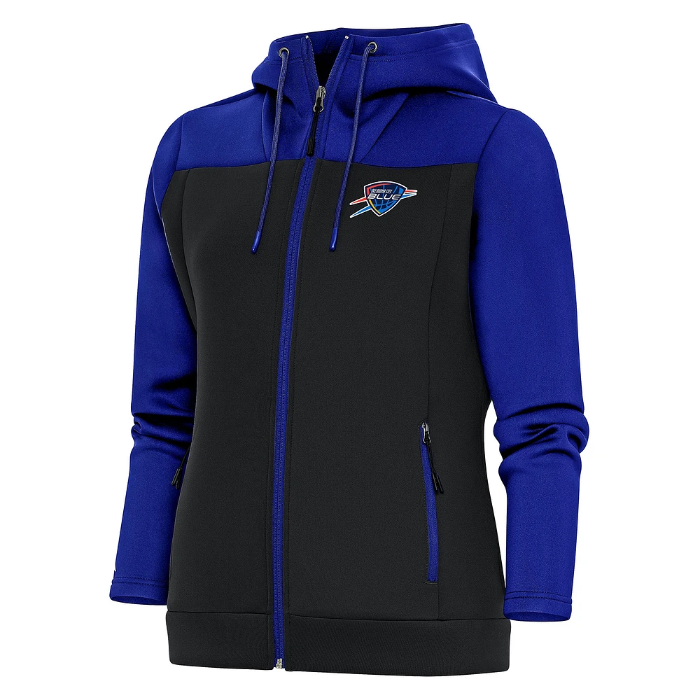 Women's Antigua Blue Oklahoma City Protect Full-Zip Hoodie