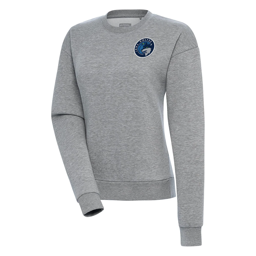 Women's Antigua Heather Gray Iowa Wolves Victory Pullover Sweatshirt