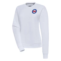 Women's Antigua White Long Island Nets Victory Pullover Sweatshirt