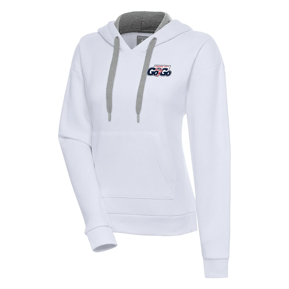 Women's Antigua White Capital City Go-Go Victory Pullover Hoodie