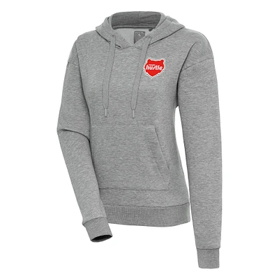 Women's Antigua Heather Gray Memphis Hustle Victory Pullover Hoodie