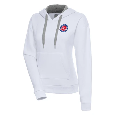 Women's Antigua White Motor City Cruise Victory Pullover Hoodie