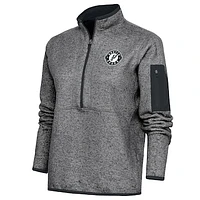 Women's Antigua Heather Charcoal Austin Spurs Fortune Half-Zip Pullover Jacket