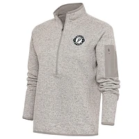 Women's Antigua Oatmeal Austin Spurs Fortune Half-Zip Pullover Jacket