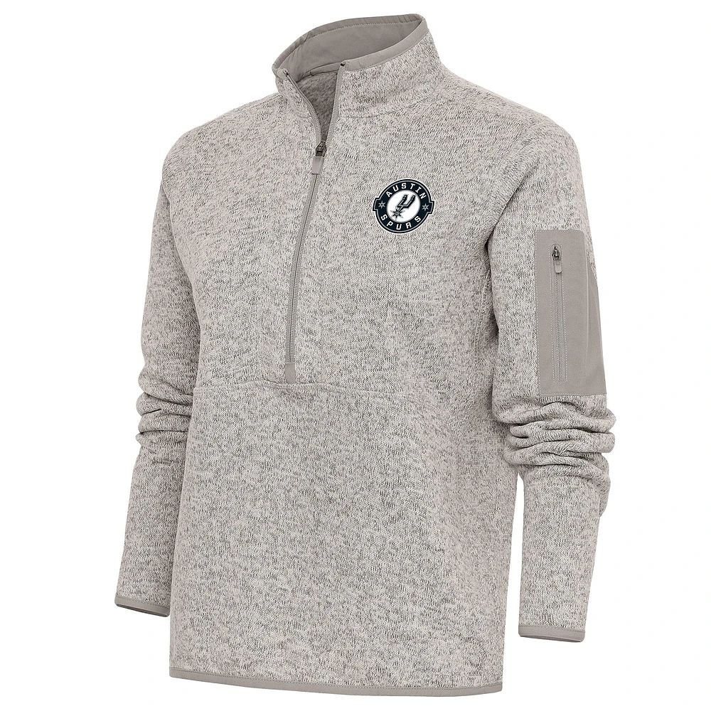 Women's Antigua Oatmeal Austin Spurs Fortune Half-Zip Pullover Jacket