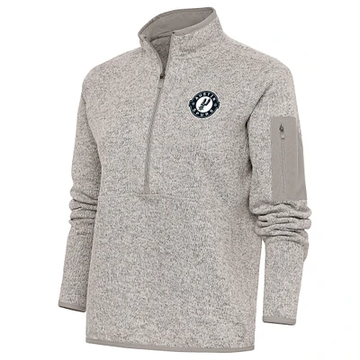 Women's Antigua Oatmeal Austin Spurs Fortune Half-Zip Pullover Jacket
