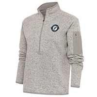 Women's Antigua Oatmeal Austin Spurs Fortune Half-Zip Pullover Jacket