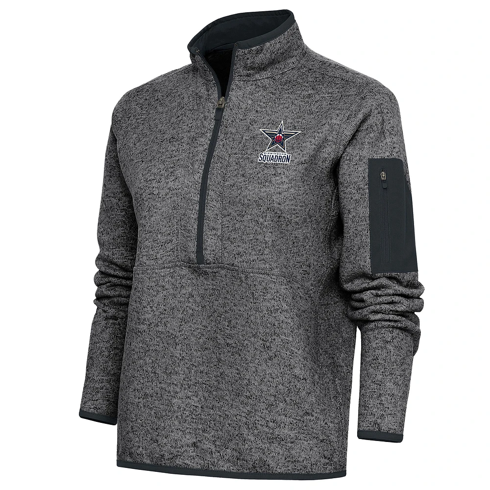 Women's Antigua Heather Charcoal Birmingham Squadron Fortune Half-Zip Pullover Jacket