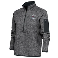 Women's Antigua Heather Charcoal Birmingham Squadron Fortune Half-Zip Pullover Jacket