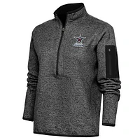 Women's Antigua Heather Black Birmingham Squadron Fortune Half-Zip Pullover Jacket