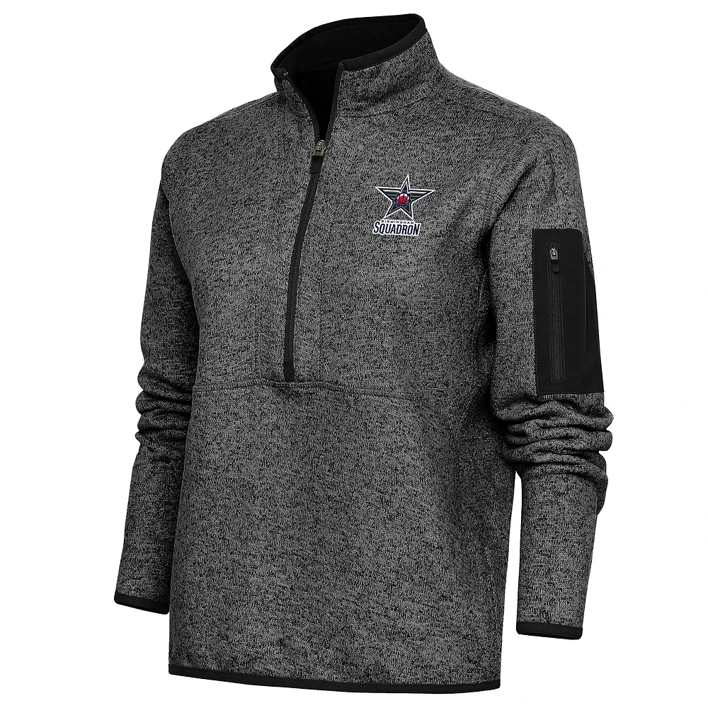 Women's Antigua Heather Black Birmingham Squadron Fortune Half-Zip Pullover Jacket