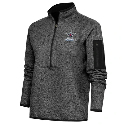 Women's Antigua Heather Black Birmingham Squadron Fortune Half-Zip Pullover Jacket