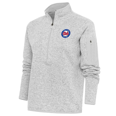 Women's Antigua Heather Long Island Nets Fortune Half-Zip Pullover Jacket