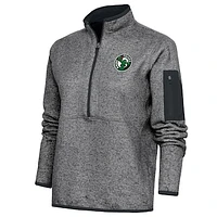 Women's Antigua Heather Charcoal Maine Celtics Fortune Half-Zip Pullover Jacket