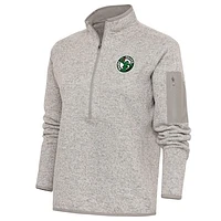 Women's Antigua Oatmeal Maine Celtics Fortune Half-Zip Pullover Jacket
