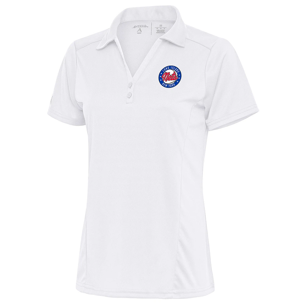 Women's Antigua White Long Island Nets Tribute Polo