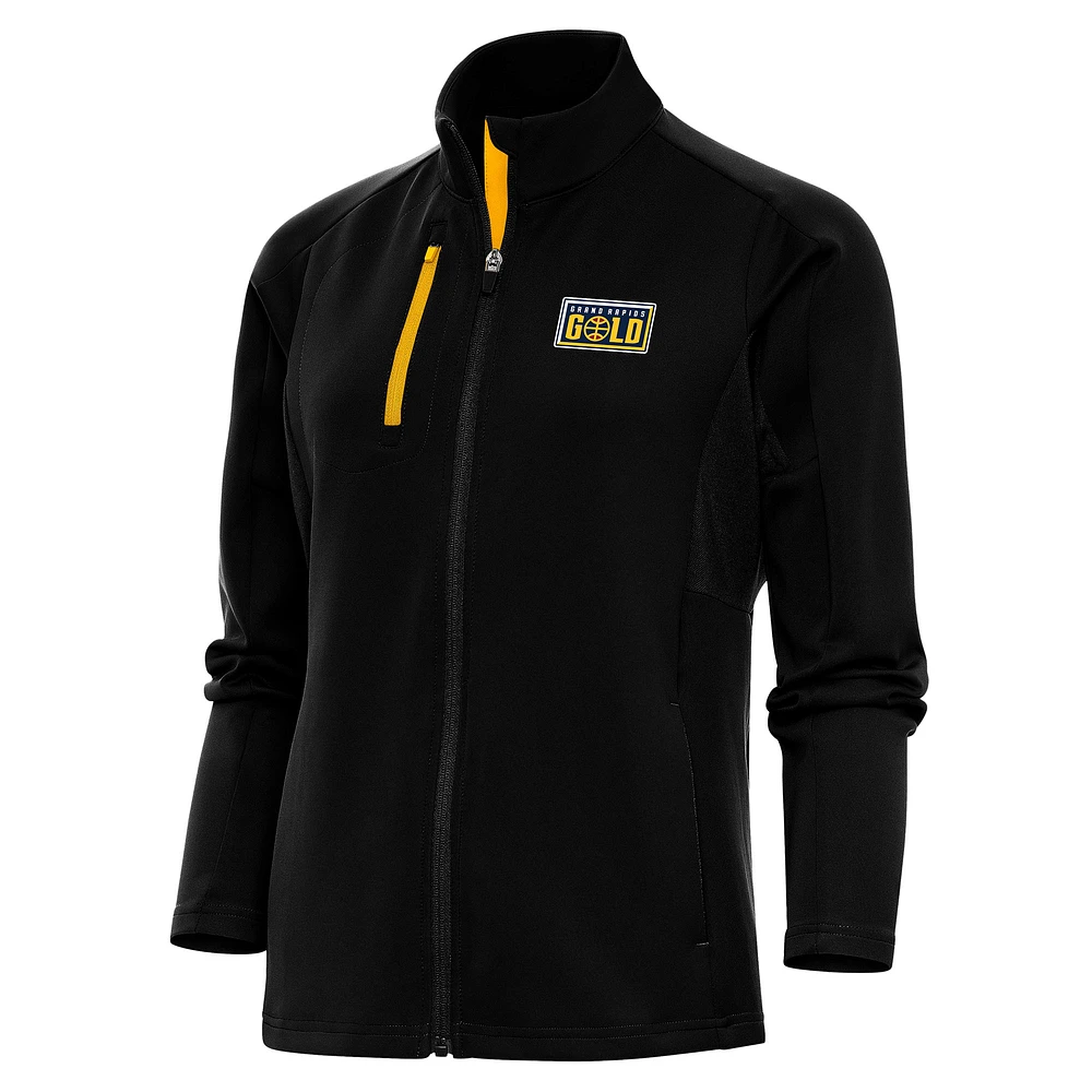 Women's Antigua Black Grand Rapids Gold Generation Full-Zip Jacket