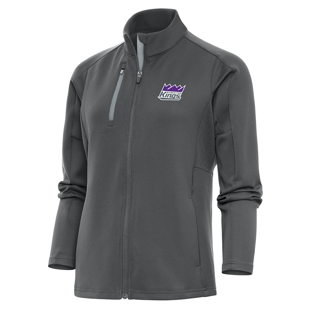 Women's Antigua Charcoal Stockton Kings Generation Full-Zip Jacket
