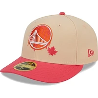 Men's New Era Khaki/Coral Golden State Warriors Drip Low Profile 59FIFTY Fitted Hat